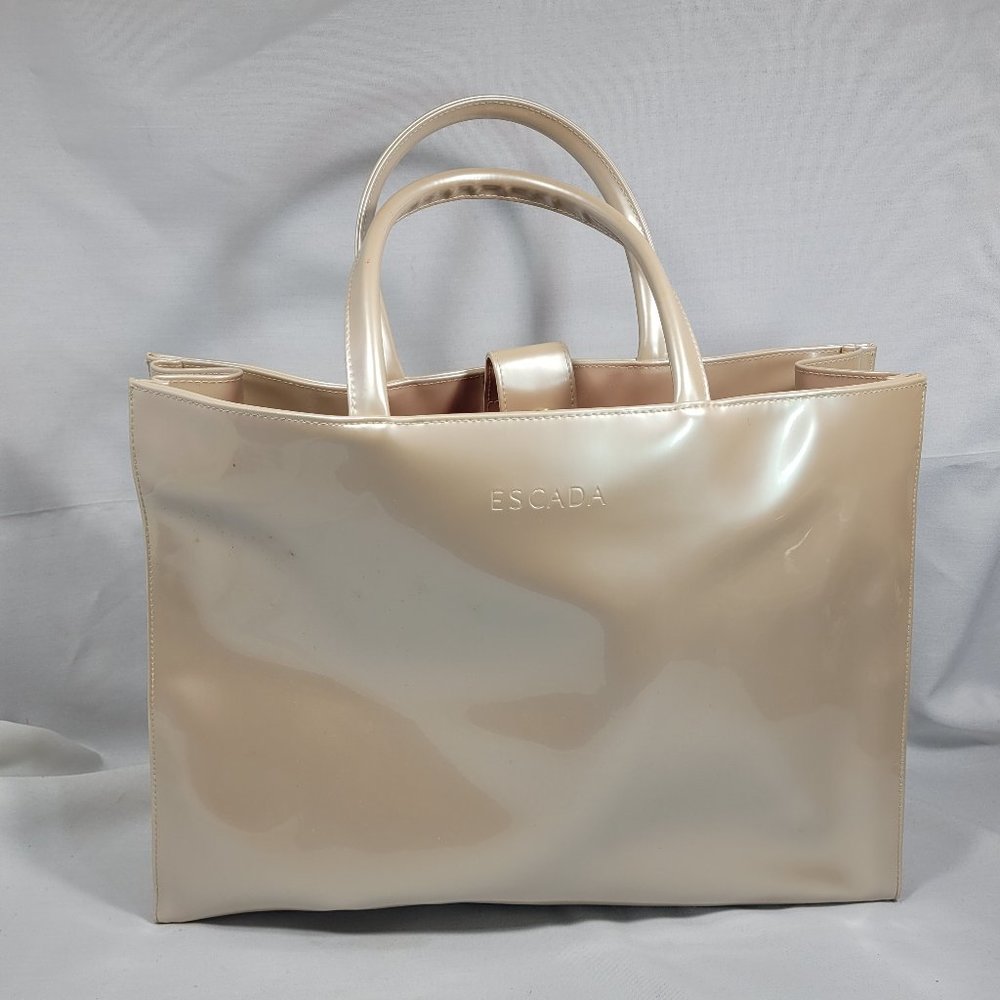 ESCADA • Large Cream Pearlized Vinyl Tote Bag